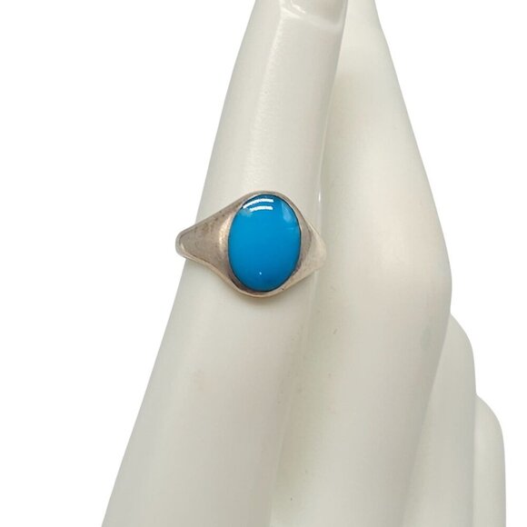 Vintage KABANA Sterling Silver Ring With Inlay Turquoise Stone Size 5 - Picture 1 of 7